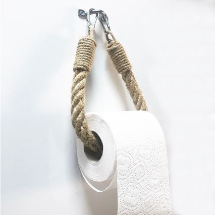 Porta papel higiénico de corda BORU 22x14 cm castanho