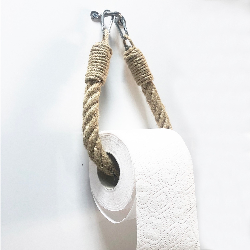 Porta papel higiénico de corda BORU 22x14 cm castanho