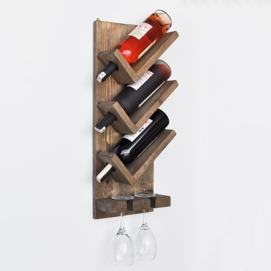 Porta-vinhos de parede 60x22 cm abeto/pinho