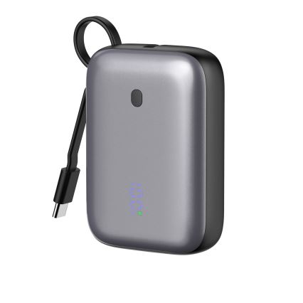 Power Bank 10000 mAh 20W Power Delivery Compact com cabo USB-C dobrável incorporado 1m preto