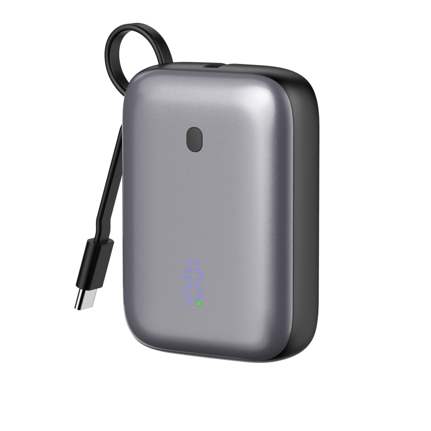Power Bank 10000 mAh 20W Power Delivery Compact com cabo USB-C dobrável incorporado 1m preto