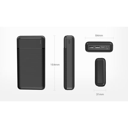 Power Bank 30000 mAh 3,7V preta
