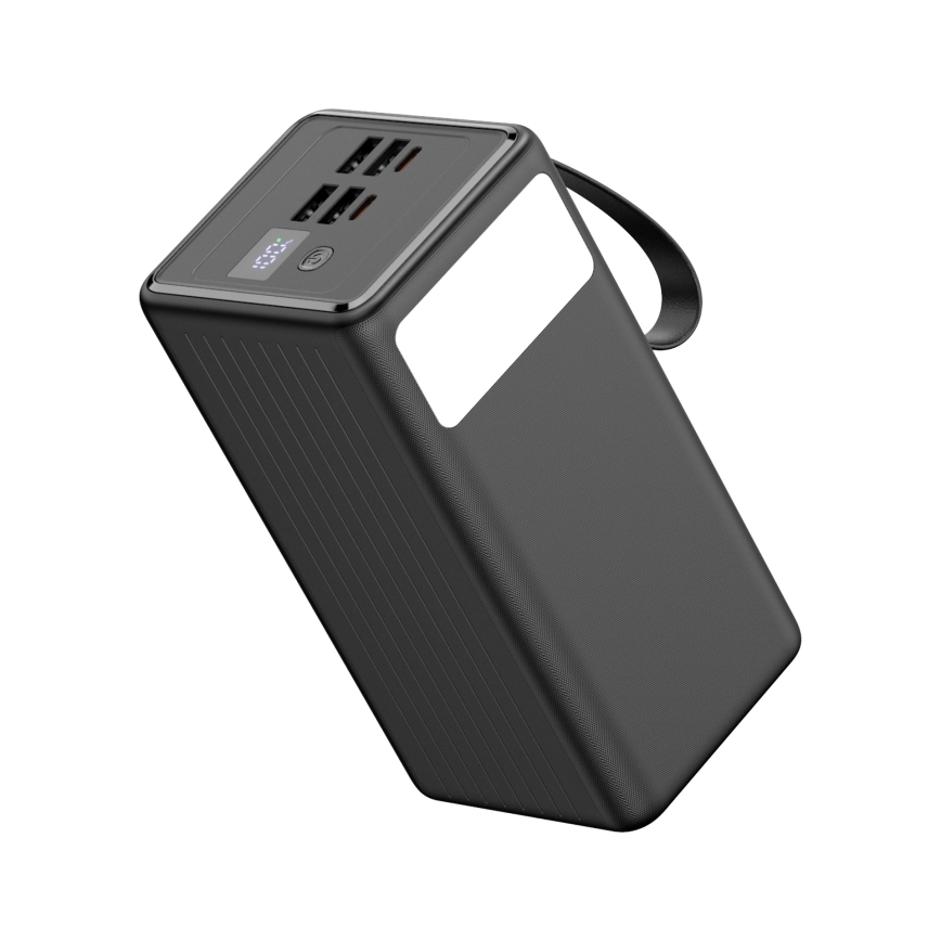 Power Bank 60000 mAh 20W Power Delivery 4xUSB-A + 2xUSB-C com Lanterna LED com gancho e íman e USB-C cabo 1m preto