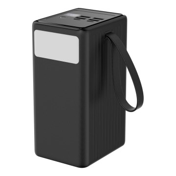 Power Bank 70000 mAh 20W Power Delivery 4xUSB-A + 2xUSB-C com Lanterna LED com gancho e íman e USB-C cabo 1m preto