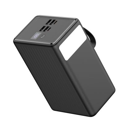 Power Bank 80000 mAh 20W Power Delivery 4xUSB-A + 2xUSB-C com Lanterna LED com gancho e íman e USB-C cabo 1m preto
