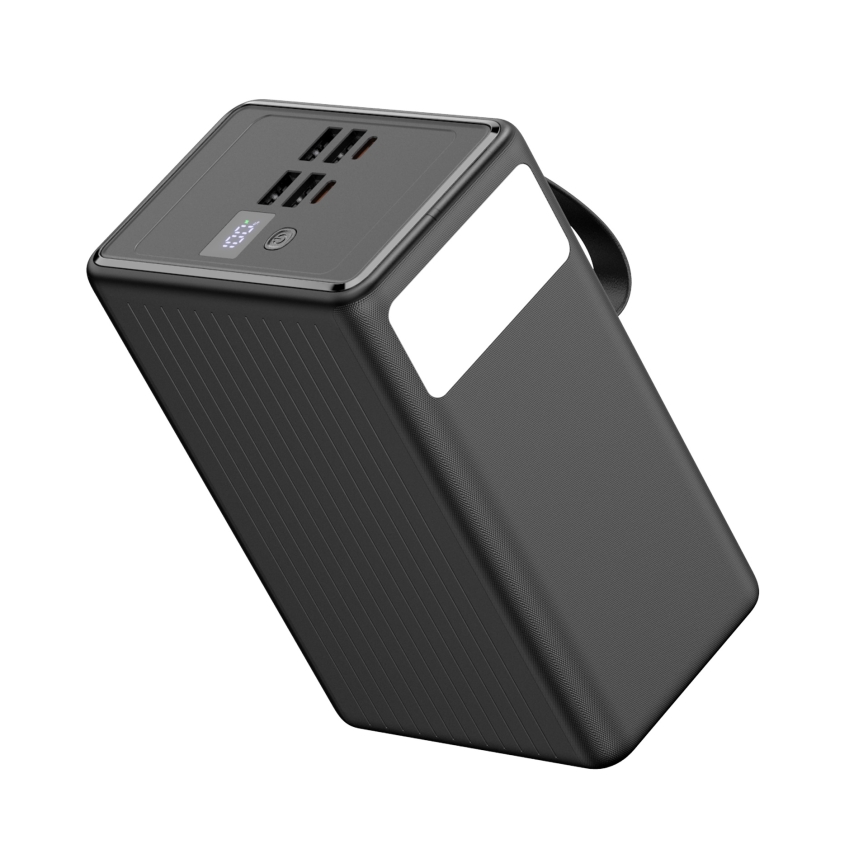 Power Bank 80000 mAh 20W Power Delivery 4xUSB-A + 2xUSB-C com Lanterna LED com gancho e íman e USB-C cabo 1m preto