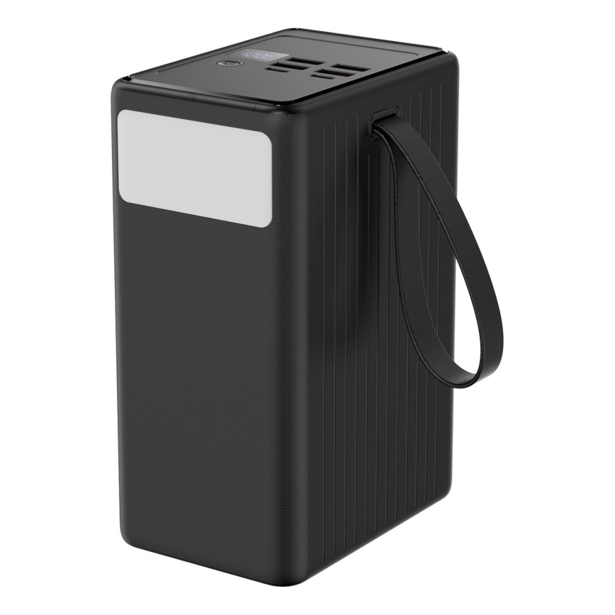Power Bank 80000 mAh 20W Power Delivery 4xUSB-A + 2xUSB-C com Lanterna LED com gancho e íman e USB-C cabo 1m preto