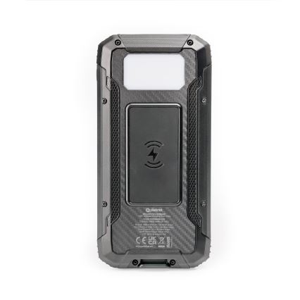 Power bank com luz LED, carregamento sem fios e painel solar Power Delivery 15W/10000 mAh preto