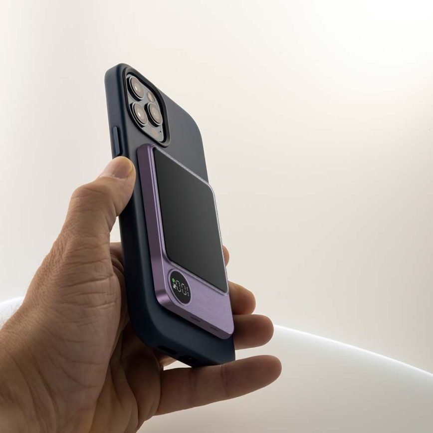 Power Bank com um ecrã magnético Power Delivery 5000mAh/20W/5V roxo