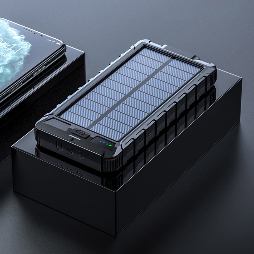 Power Bank com uma lanterna solar e bússula 10000mAh 3,7V