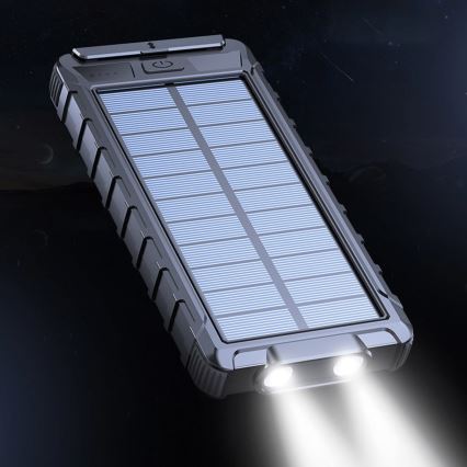 Power Bank com uma lanterna solar e bússula 10000mAh 3,7V
