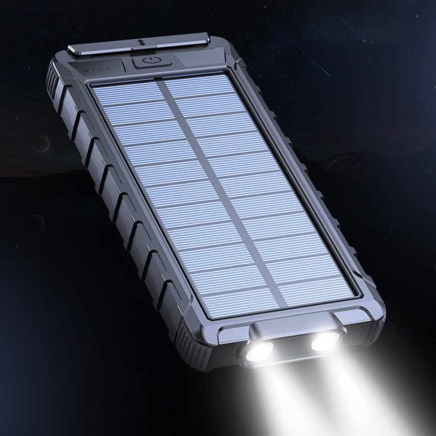 Power Bank com uma lanterna solar e bússula 10000mAh 3,7V