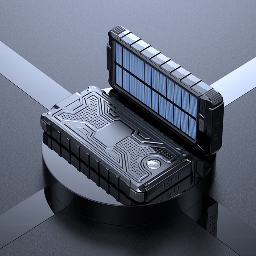 Power Bank com uma lanterna solar e bússula 10000mAh 3,7V