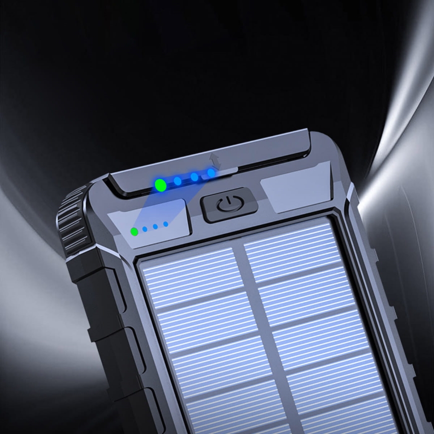 Power Bank com uma lanterna solar e bússula 10000mAh 3,7V