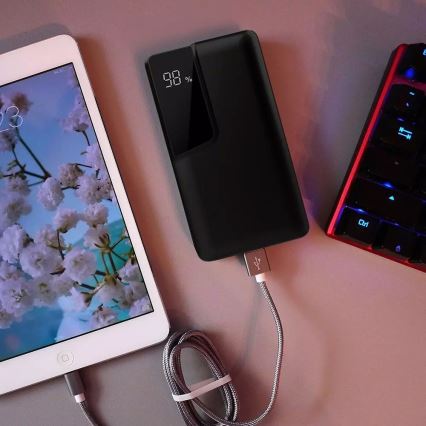 Power Bank com visor 10000mAh/3,7V preto