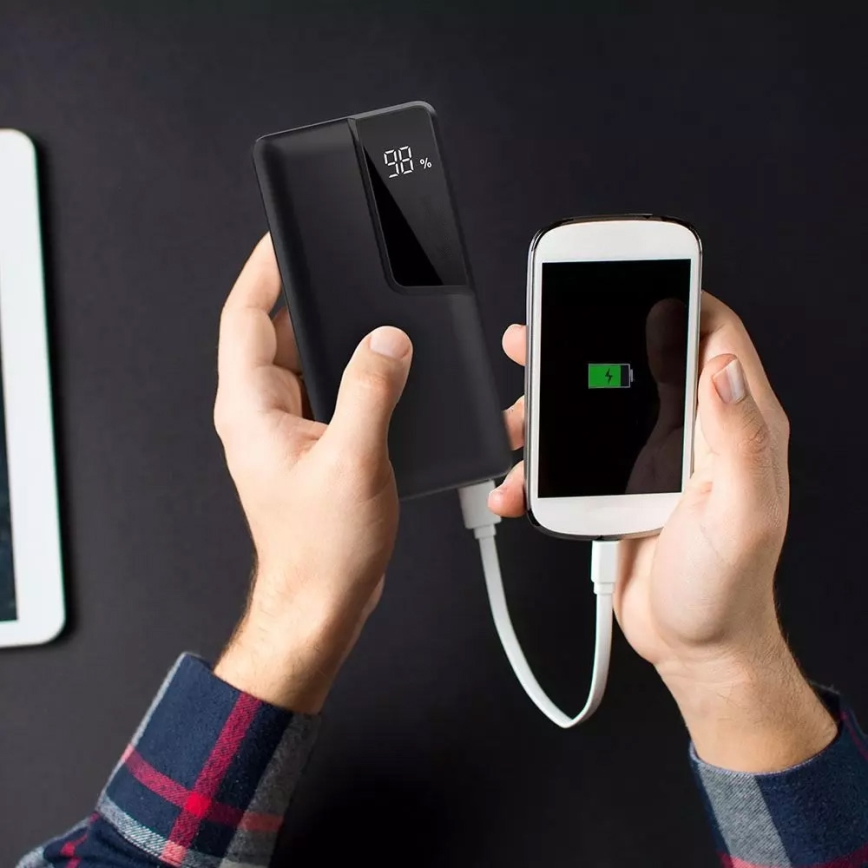 Power Bank com visor 10000mAh/3,7V preto