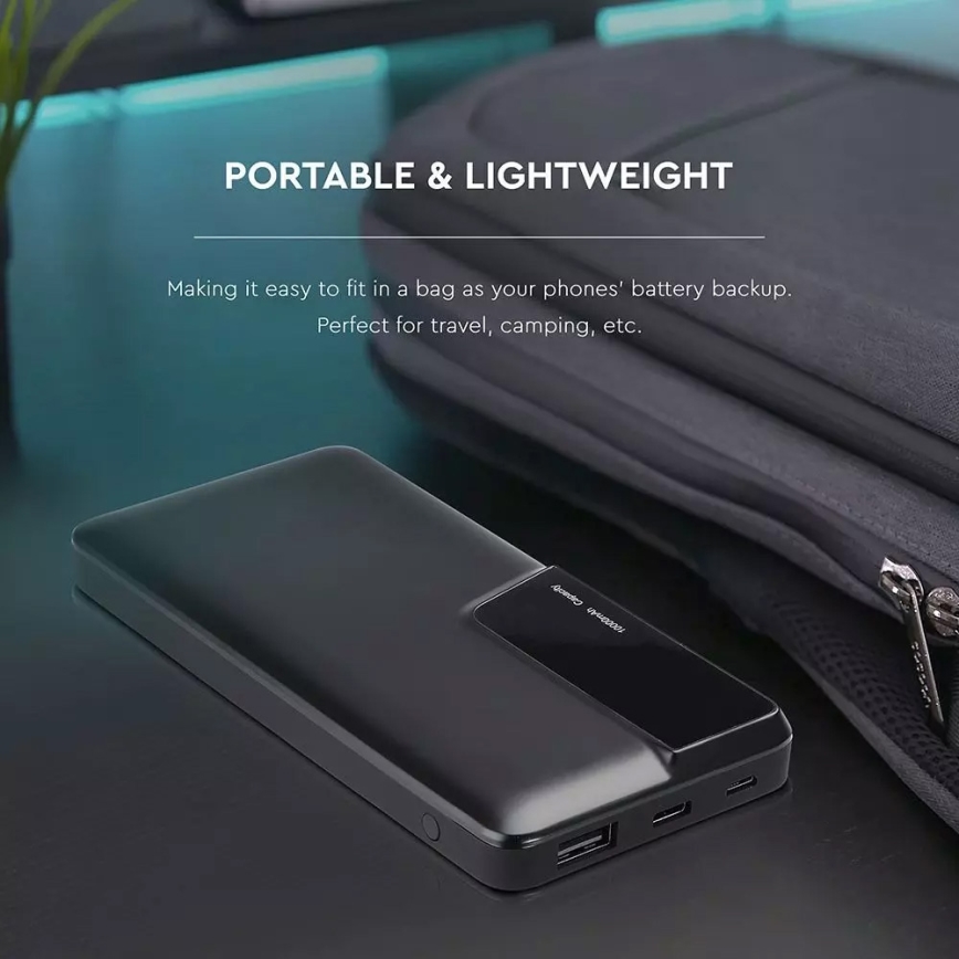 Power Bank com visor 10000mAh/3,7V preto