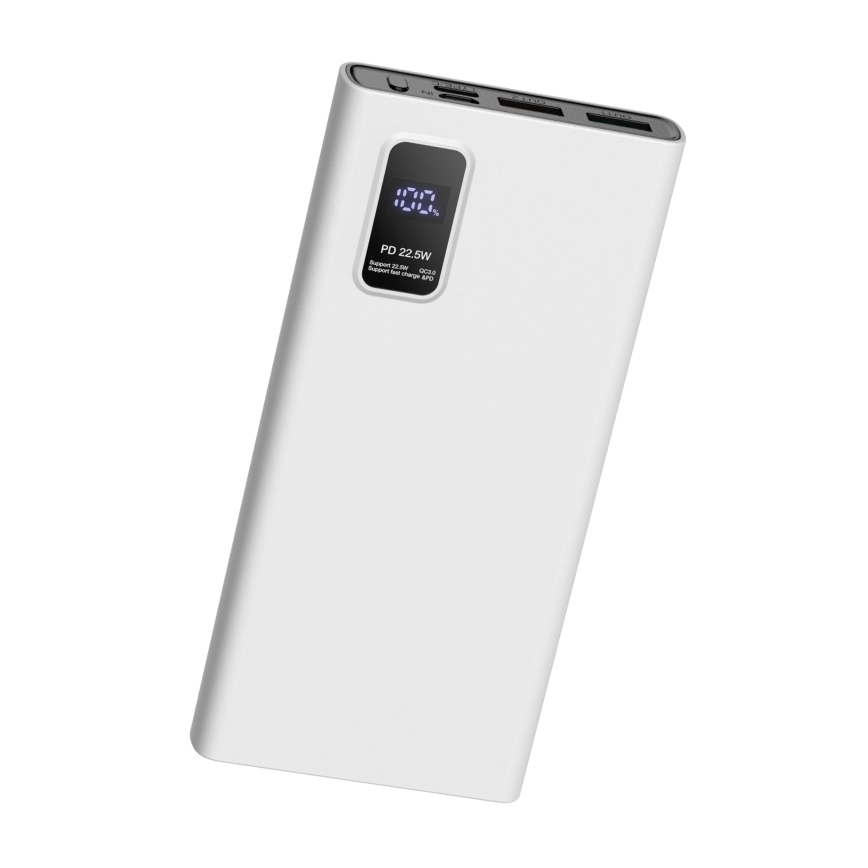 Power Bank com visor LED Power Delivery 10000 mAh 3,7V branca