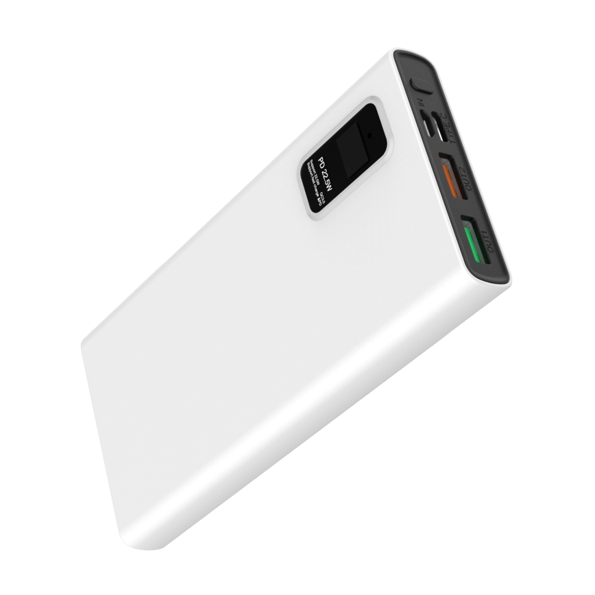 Power Bank com visor LED Power Delivery 10000 mAh 3,7V branca