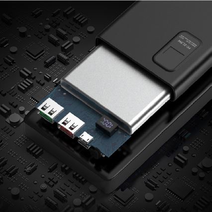 Power Bank com visor LED Power Delivery 10000 mAh 3,7V preto