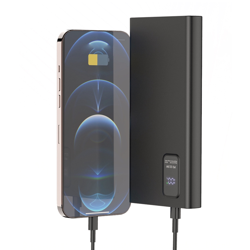 Power Bank com visor LED Power Delivery 10000 mAh 3,7V preto