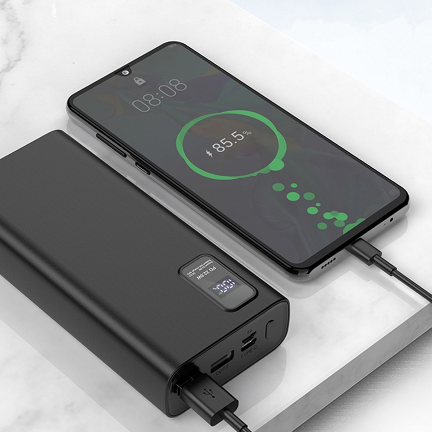 Power Bank com visor LED Power Delivery 20000 mAh 3,7V preta