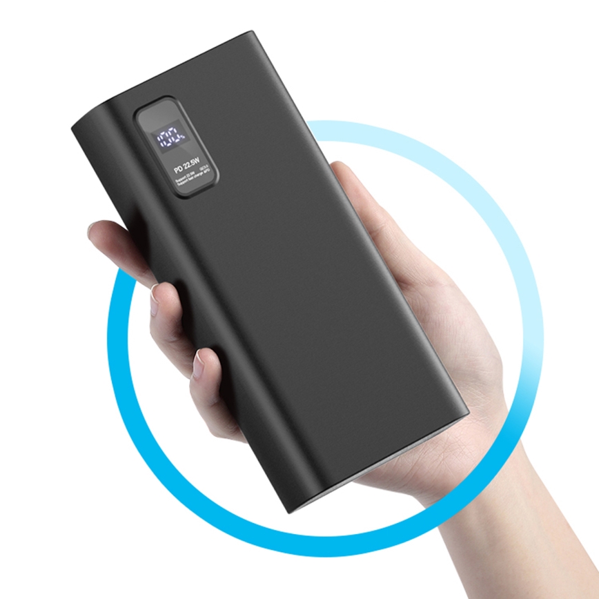 Power Bank com visor LED Power Delivery 20000 mAh 3,7V preta