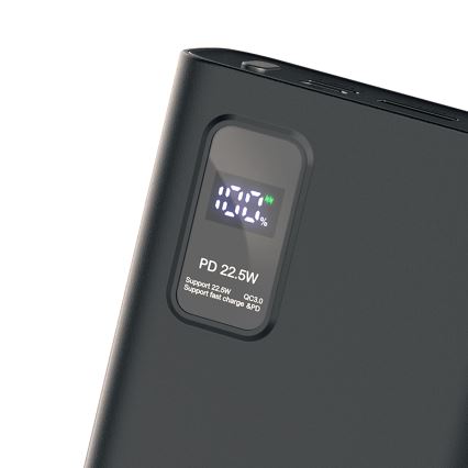 Power Bank com visor LED Power Delivery 20000 mAh 3,7V preta