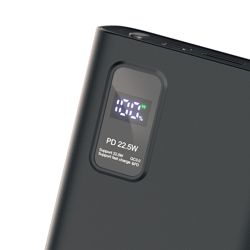 Power Bank com visor LED Power Delivery 20000 mAh 3,7V preta