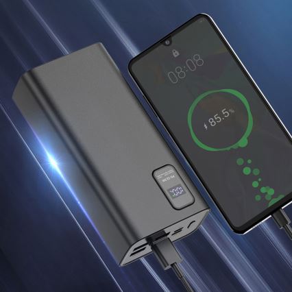 Power Bank com visor LED Power Delivery 30000 mAh 3,7V preta
