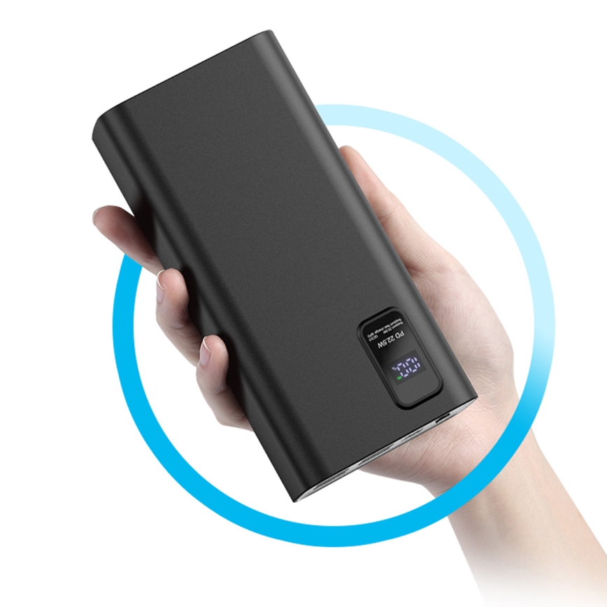 Power Bank com visor LED Power Delivery 30000 mAh 3,7V preta