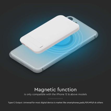 Power Bank Magnética com carregamento sem fios Power Delivery 10 000mAh/20W/3,7V branco
