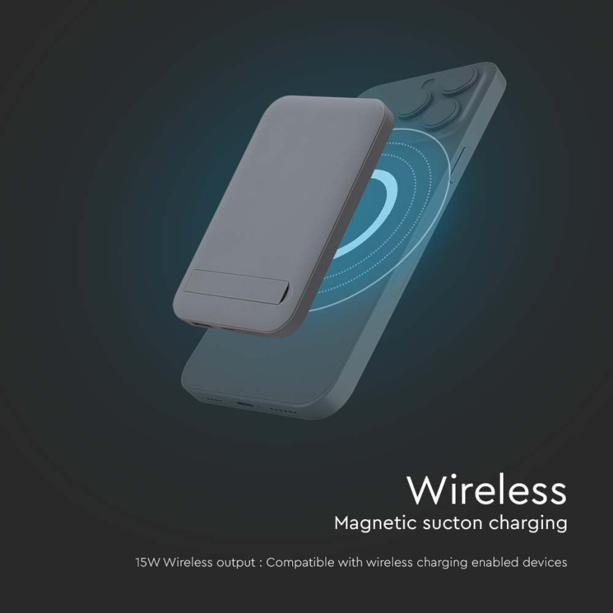 Power Bank Magnética com carregamento sem fios Power Delivery 10 000mAh/20W/3,7V cinzento