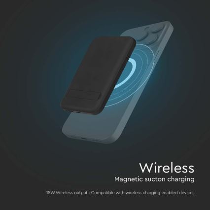 Power Bank Magnética com carregamento sem fios Power Delivery 10 000mAh/20W/3,7V preto