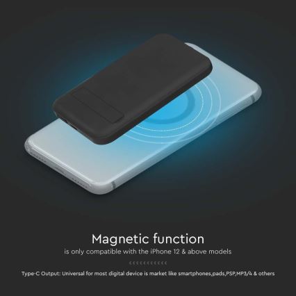 Power Bank Magnética com carregamento sem fios Power Delivery 10 000mAh/20W/3,7V preto