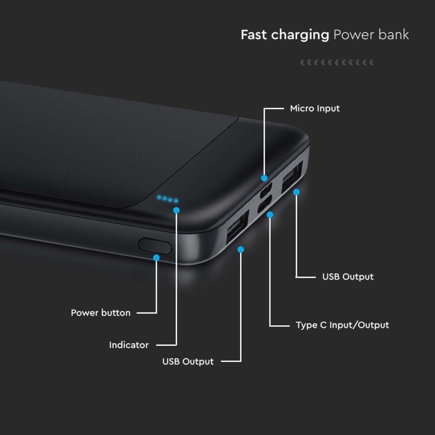 Power Bank Power Delivery 10000mAh/22,5W/5V preto