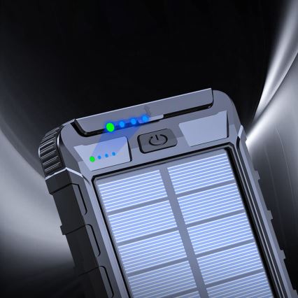 Power Bank solar com lanterna e bússola 10000mAh 3,7V