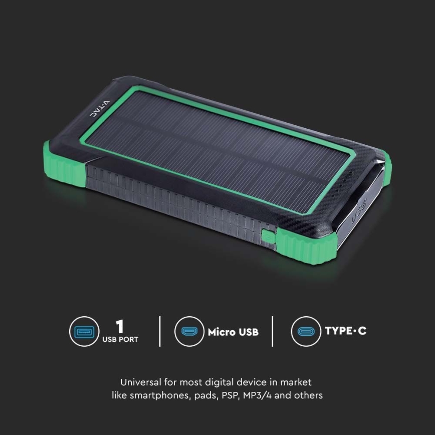 Power Bank solar Power Delivery 10000mAh/10W/5V preto