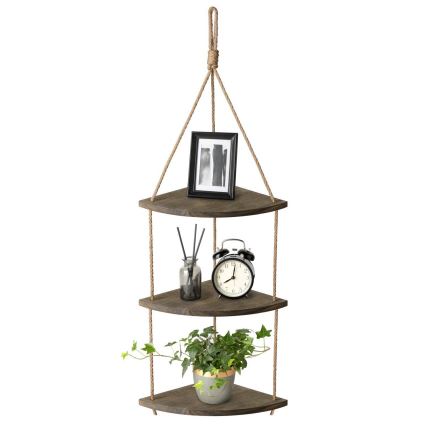 Prateleira de canto pendente 90x25 cm castanha