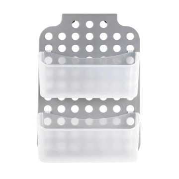Prateleira de duche suspensa com dois níveis 12x35,5 cm cinzento/branco