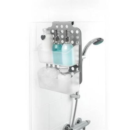 Prateleira de duche suspensa com dois níveis 12x35,5 cm cinzento/branco