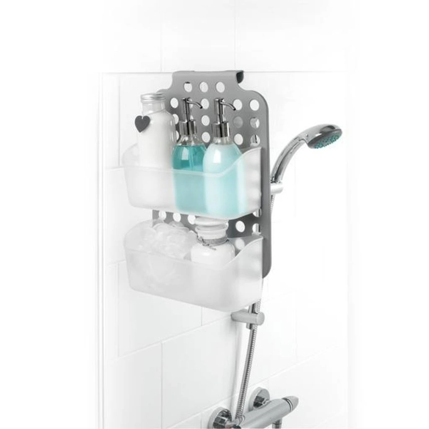 Prateleira de duche suspensa com dois níveis 12x35,5 cm cinzento/branco