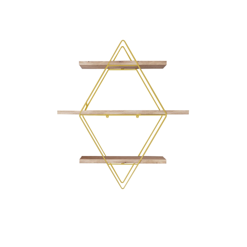 Prateleira de parede 70x60 cm dourado/castanho