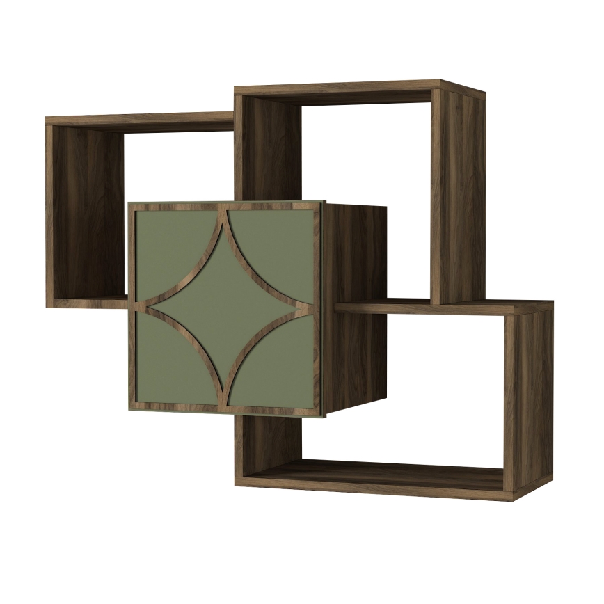 Prateleira de parede ARCO 73x79,2 cm castanho/verde