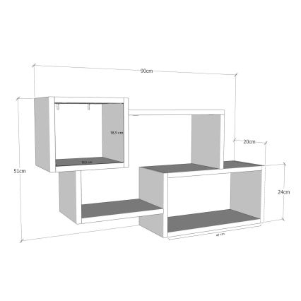 Prateleira de parede AYDER 51x90 cm antracite/branco