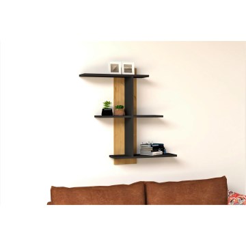 Prateleira de parede BAHRO 90x111 cm antracite/castanha
