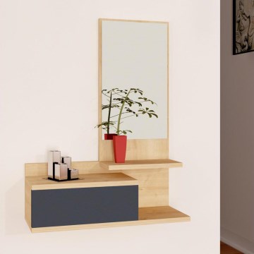 Prateleira de parede com espelho ROZELLA 90x60 cm bege/antracite