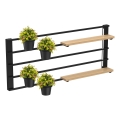 Prateleira de parede com vasos de flores e iluminação LED SHELF 50x118 cm preto/bege/pinho