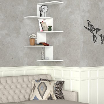 Prateleira de parede de canto CANIKO 109x51,5 cm branco