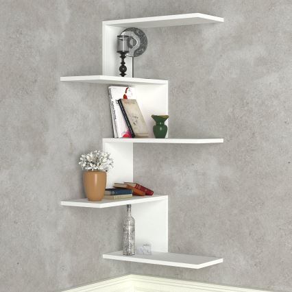 Prateleira de parede de canto CANIKO 109x51,5 cm branco